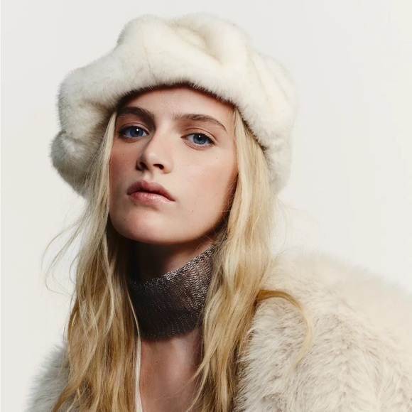 NWT Zara Woman Accessories FAUX FUR BERET Hat main image 9